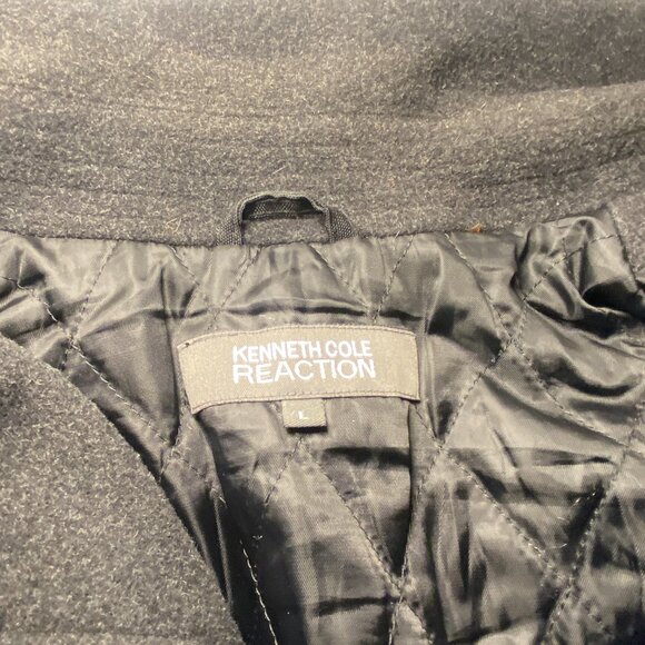 Kenneth Cole Reaction Double Breasted Mens L Peacoat Wool Blend Insulated EUC - Picture 3 of 10